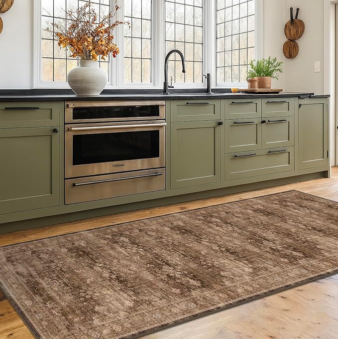 Brown Boho Washable 2x7 Runner Rugs - Image 3