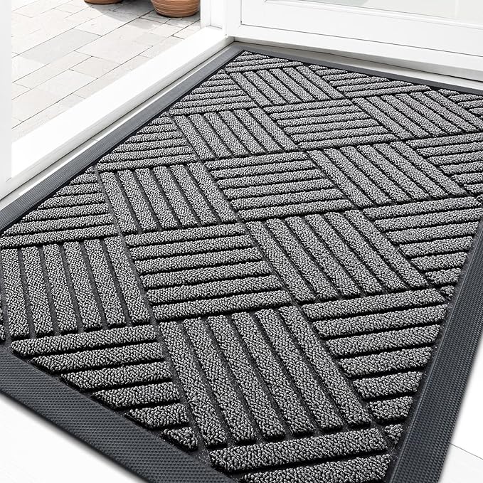 OLANLY Front Door Mat Outside Entrance 35x23, Heavy Duty Sturdy Natural Rubber by OLANLY