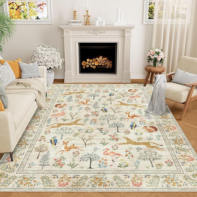DUKINO 5x7 Area Rugs, Washable Animal Rug by DUKINO