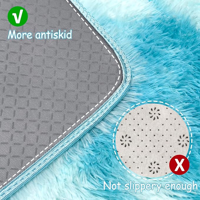 Tie-Dyed Sky Blue 3x10 Machine Washable Runner Rugs - Image 4