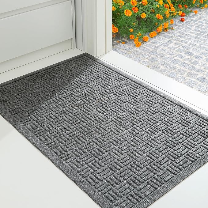 Mibao Front Door Mat Indoor Outdoor Entrance, Dirt Trapping Waterproof by Mibao