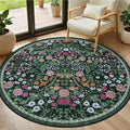 Round Area Rug for Living Room: 4 ft Floral Washable Circle Rug Soft Boho by PLHXFRSoftAreaRugs