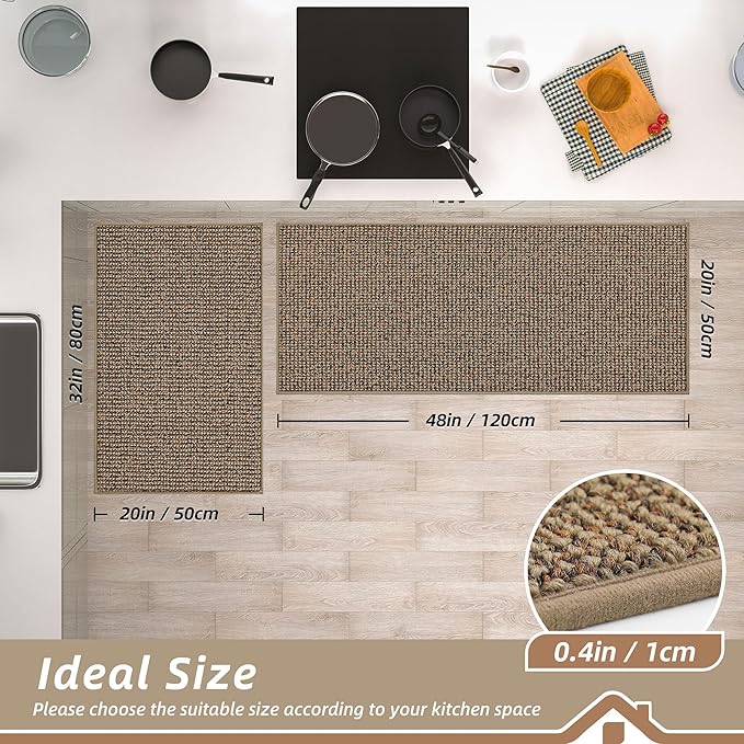 BEQHAUSE Kitchen Rugs and Mats 2PCS, Non-Slip Kitchen Mats - Image 2