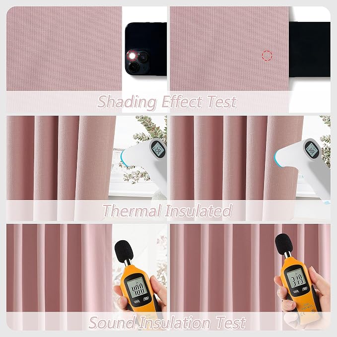 Guken 100% Blackout Linen Curtains 63 Inch 2 Panels Set - Image 5