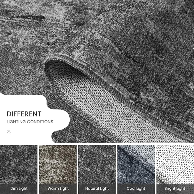 2.6x8 Black Rug Runners for Hallways Kitchen Runner Rug Non Slip Washable Black - Image 7