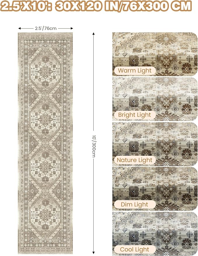 Kitchen Runner Rug Non Slip Washable 2.5x10, Soft Ultra-Thin Entryway Rug - Image 2