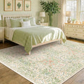 Light Green Bedroom Rug, 7x10 Washable Area Rug Non-Slip by HazoHaus