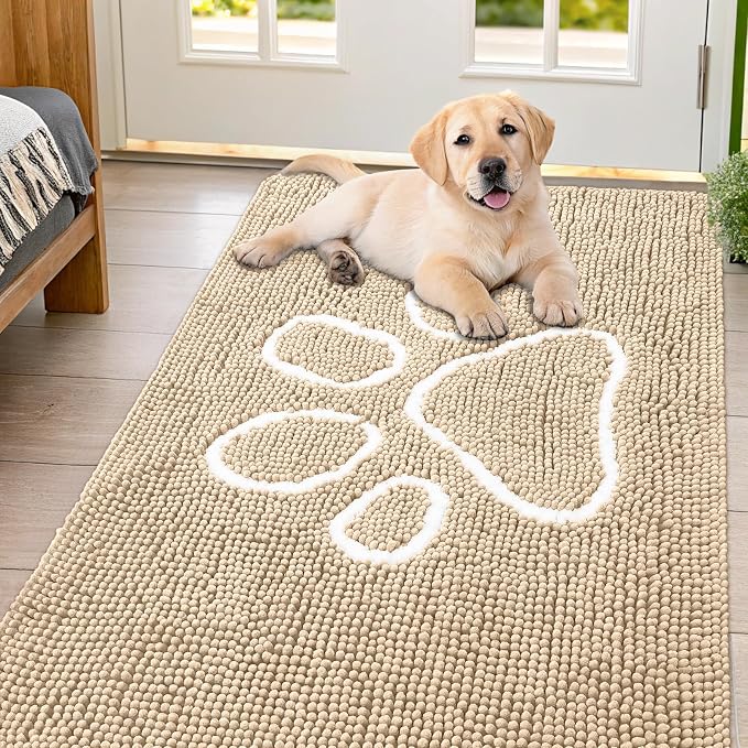 Smiry Dog Door Mat for Muddy Paws, Absorbent Dirt Trapper Non Slip Quick Dry by Smiry