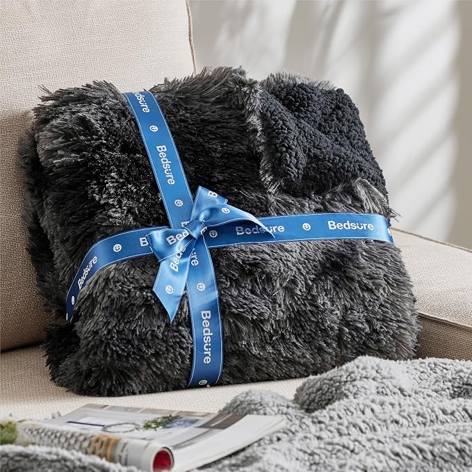 Bedsure GentleSoft Fluffy Black Blanket Cozy Gifts - Image 6