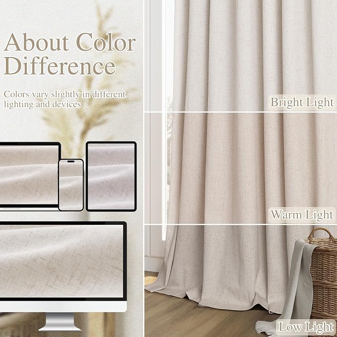 Guken 100% Blackout Curtains 90 Inch Length 2 Panels Set - Image 7