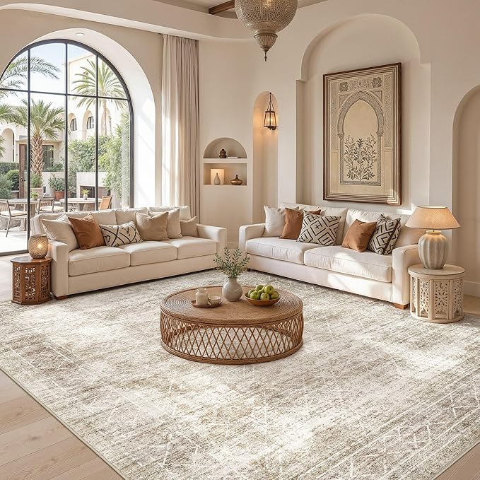 cotiled Boho 10x14 Area Rug for Living Room: Large Moroccan Washable Rug | - Image 2