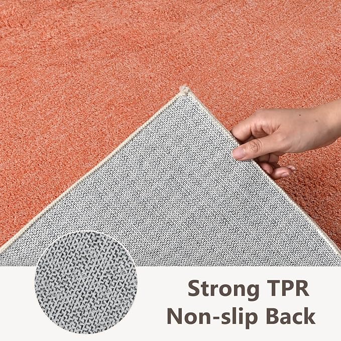 3x5 Orange/White Area Rug Washable Non-Slip Soft Thin - Image 6
