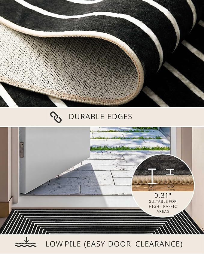Latte&Fog 2x3 Entryway Rug, Small Modern Abstract Door Mat, Washable Kitchen Rug - Image 4