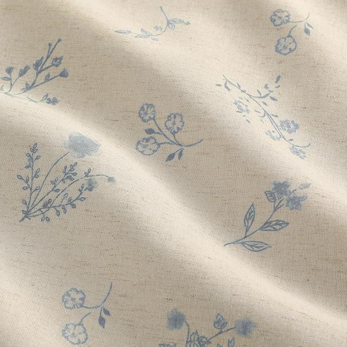 Boho Floral Spring 100% Blackout Curtains 84 Inch Length 2 Panels Set, Linen - Image 4