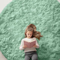 OLANLY Mint Green Round Rugs for Bedroom by OLANLY