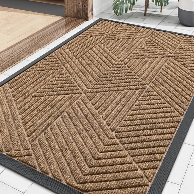 Smiry Front Door Mat Outside Entrance, Heavy Duty Sturdy Natural Rubber Doormat by Smiry