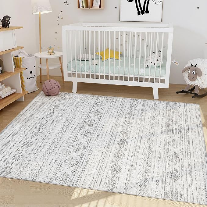 Nakagishi 4x6 Area Rugs Living Room: Washable Boho Large Neutral Soft Farmhouse - Image 5