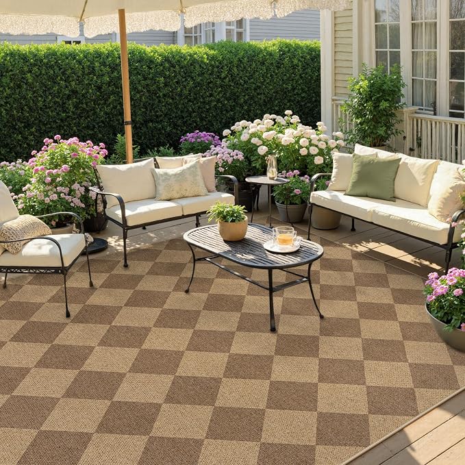 Lahome Colette Checkered Easy Jute Rug, 9x12 Washable Dining Room Rug Indoor - Image 7