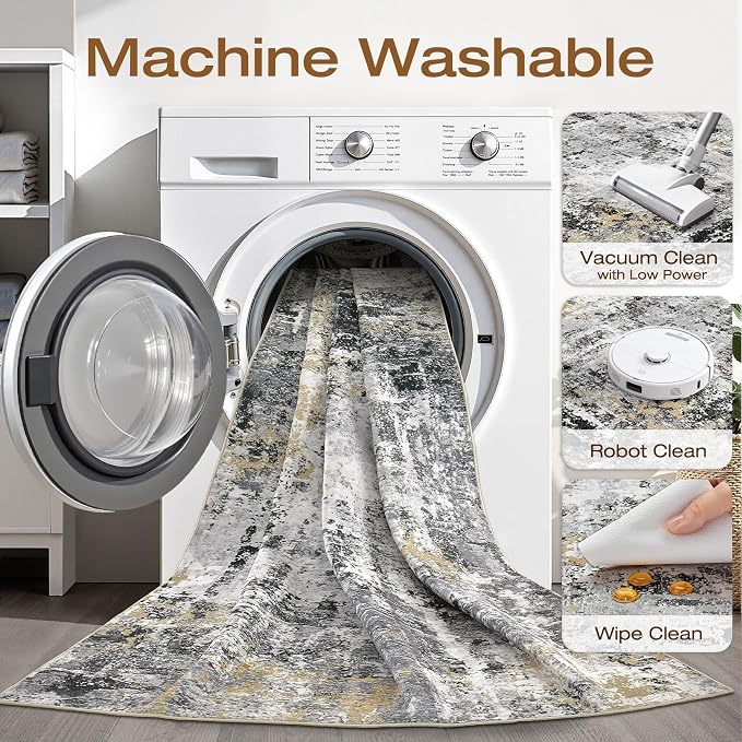 LOONGRUG 10x14 Area Rugs Washable Large Neutral Modern Living Room Rug | - Image 2