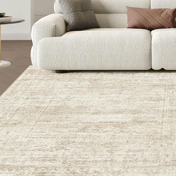 UERMEI Square Area Rugs : Washable 6x6 Neutral Modern Abstract Carpet - Image 8