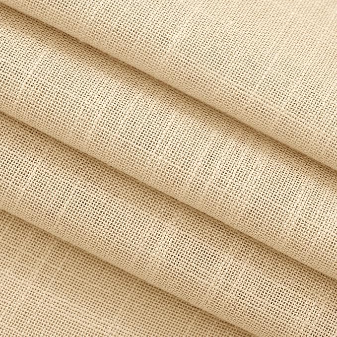 Tan Linen Curtains for Living Room Back Tab Modern Farmhouse Semi Sheer Tan - Image 5