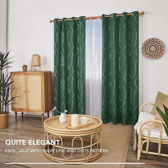 Deconovo Green Curtains, Christmas Blackout Drapes, Thermal Insulated - Image 8