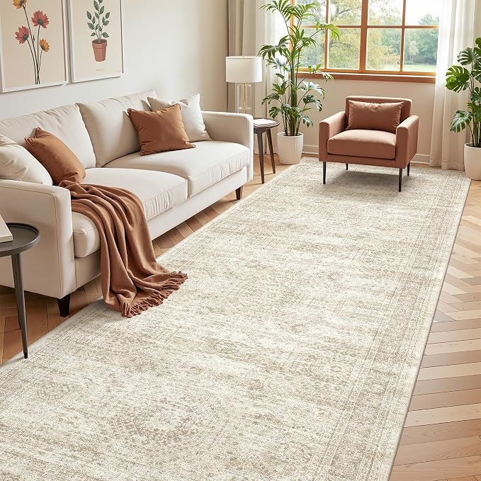 4x12 Runner Rug for Hallway, Low-Pile Wide Runner for Entryway, Long Washable - Image 3