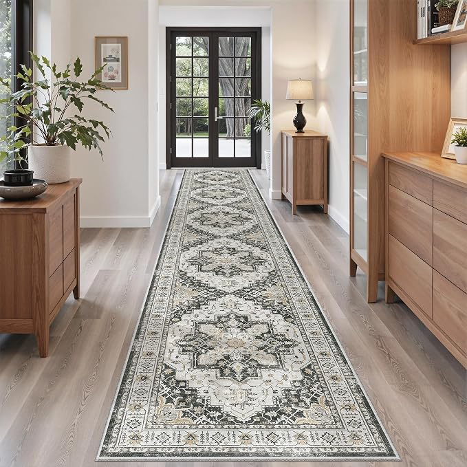 Madane Hallway Runner Rug 2'6''x14' Kitchen Runner, Non Slip Vintage Runners - Image 3