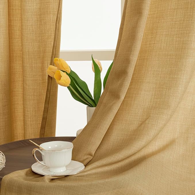 LAMIT Caramel Brown Linen Curtains - Image 2