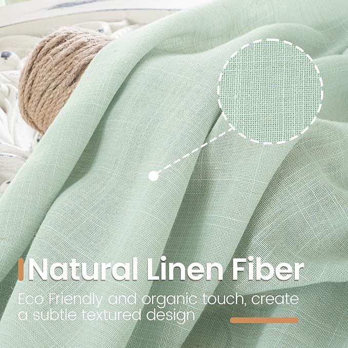 BGment Sage Green Linen Curtains 40 Inch Length - Image 3