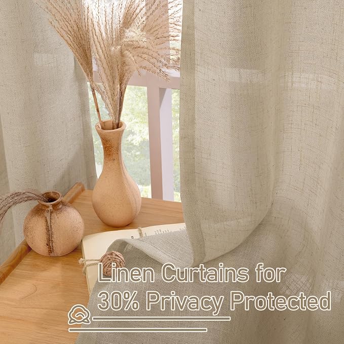 LAMIT 54 Inch Brown Linen Curtains - Image 5