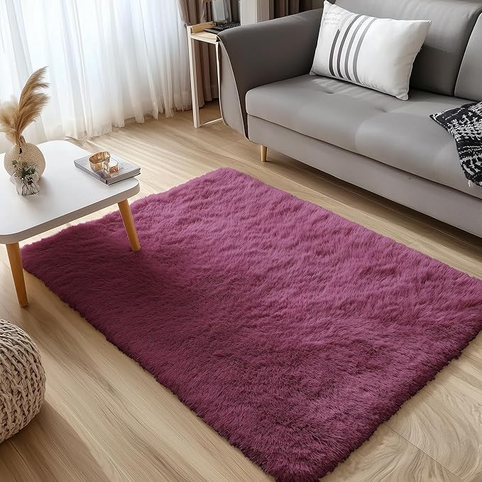 OLANLY 3x5 Machine Washable Small Bedside Rug, Soft Fluffy Shaggy Rugs - Image 3
