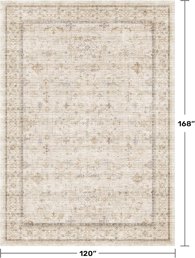 Washable Floral 10x14 Big Living Room Rug, Stain Resistant Foldable Area Rug - Image 2