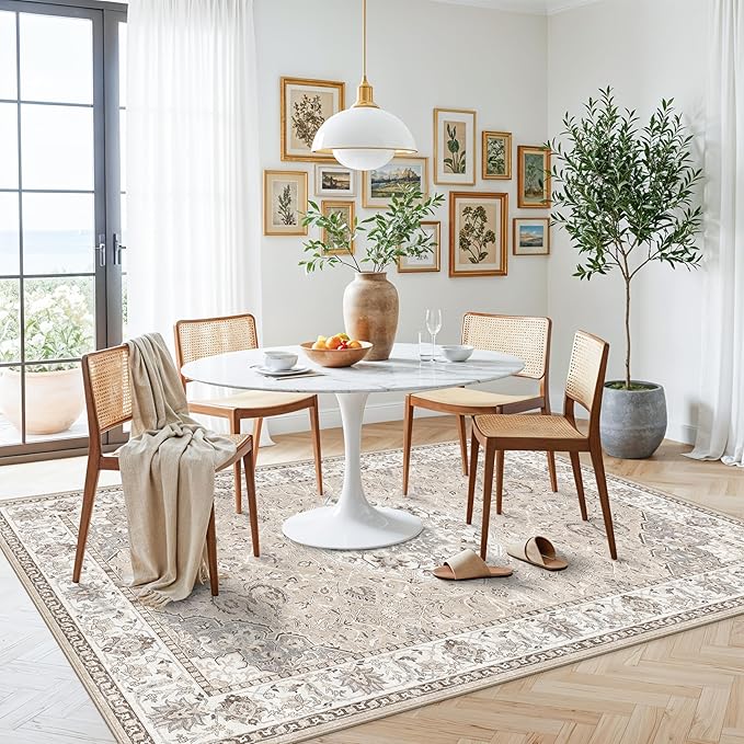 Washable 5x8 Living Room Area Rug: Vintage Water-Resistant Soft Rug - Image 2