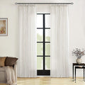 Neutral Pinch Pleated 86 Inch Curtains Semi Sheer Linen Blended, Natural | by Twodrapes