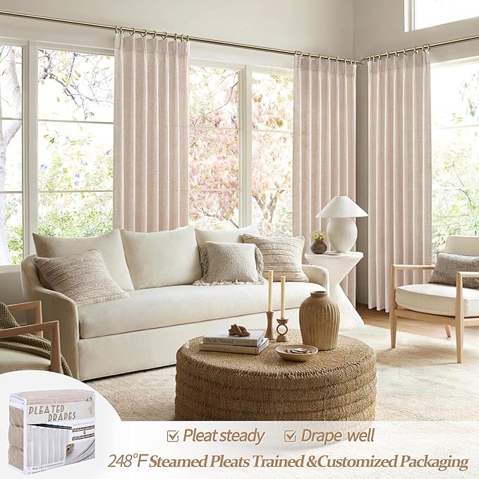 PleatedDrapes Custom Curtains for Living Room 2 Pages, Linen Curtains 102 - Image 5