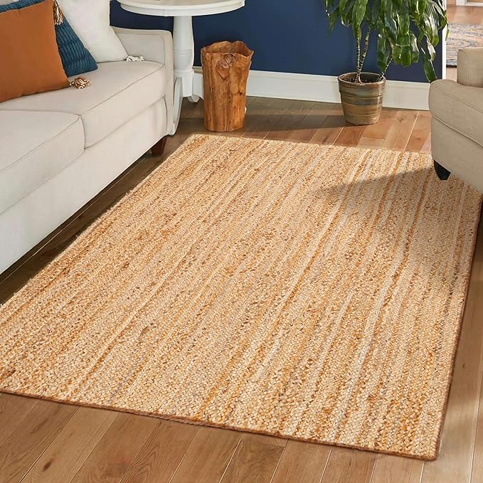 Hausattire Hand Woven Jute Braided Rug, Reversible Boho Entry Area Rugs by Hausattire