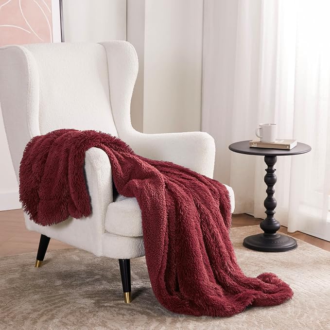 Bedsure GentleSoft Fluffy Burgundy Red Throw Blanket, Maroon Red Decor Gifts - Image 6