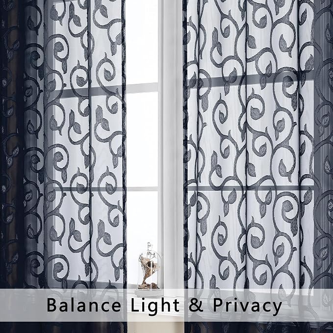 OWENIE Furman Extra Long Sheer Curtains 96 inches Long - Image 3
