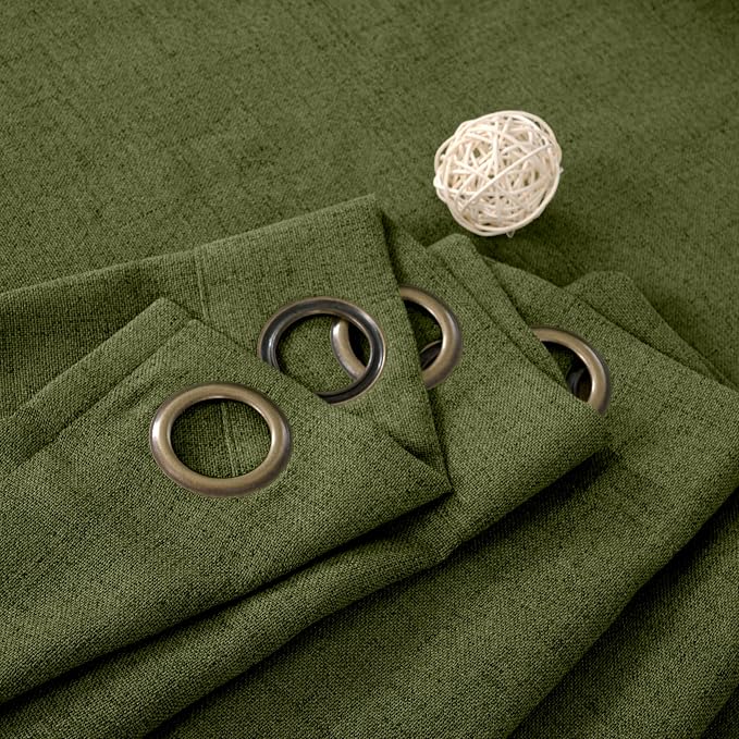 YoungsTex Olive Linen Semi Sheer Curtains 95 Inches Long - Image 9