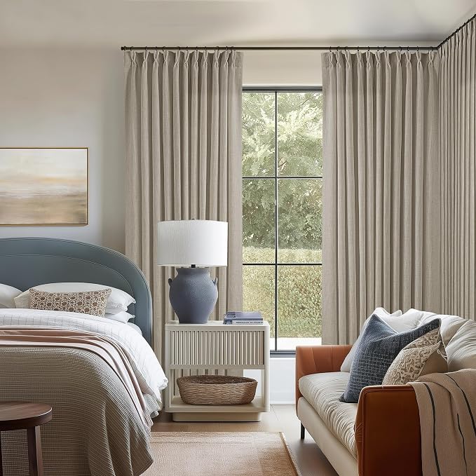 Burlywood Birch 84 Inches Long 70 Inch Wide Linen Curtains Pinch Pleated | - Image 6