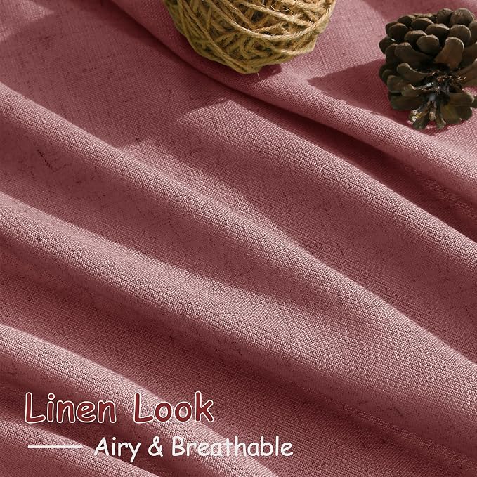 Nanspring Canyon Rose Linen Curtains 96 Inches Long 2 Panels Set - Image 5