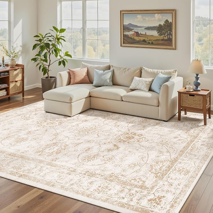 Madane 5x7 Area Rugs for Living Room, Washable Vintage Natural Rug by Madane