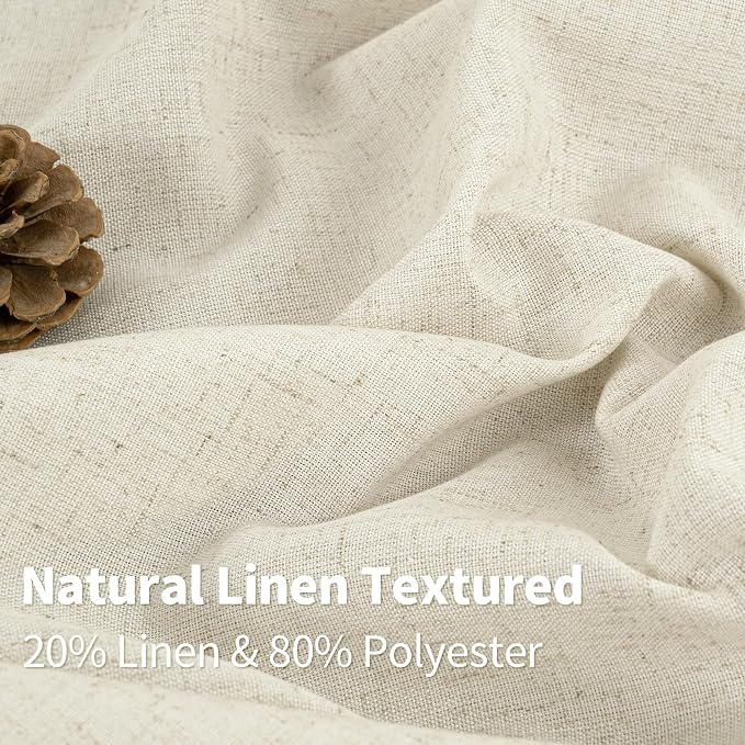 YoungsTex Beige Linen Curtains 84 Inches Long 2 Panels - Image 4