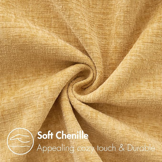 MIULEE Pack of 2 Couch Throw Pillow Covers 20x20 Inch Soft Gold Chenille Pillow - Image 2