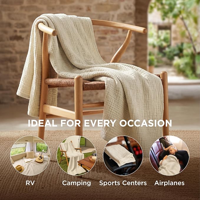 Bedsure 100% Cotton Muslin Blankets - Image 4