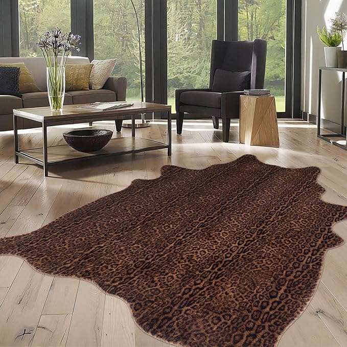 Faux Antelope Cheetah Print Rug, Leopard Rug 6.2x8.2 Faux Animal Print Skin by WARMHAVEN