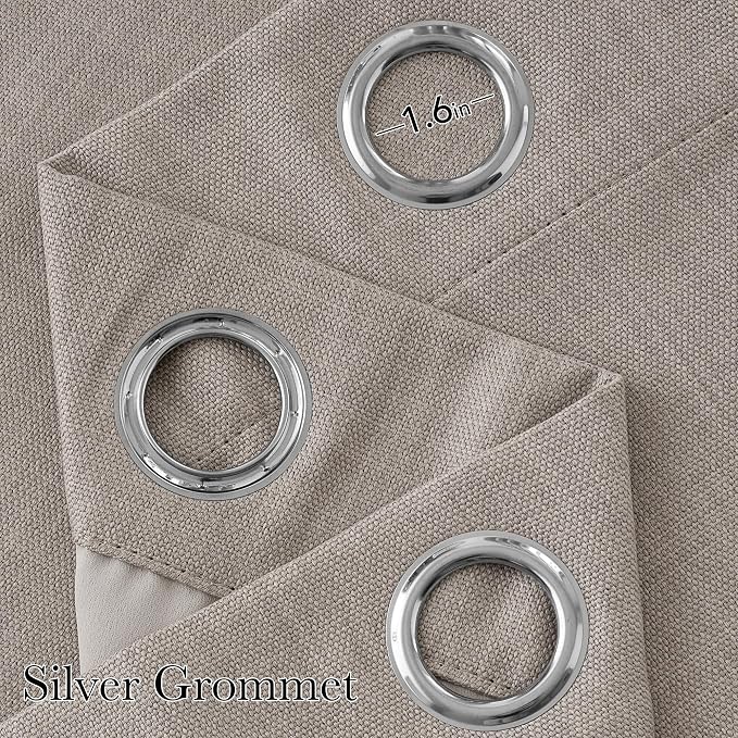 NICETOWN Short Faux Linen Angora Blackout Curtains 63 inches Long - Image 2