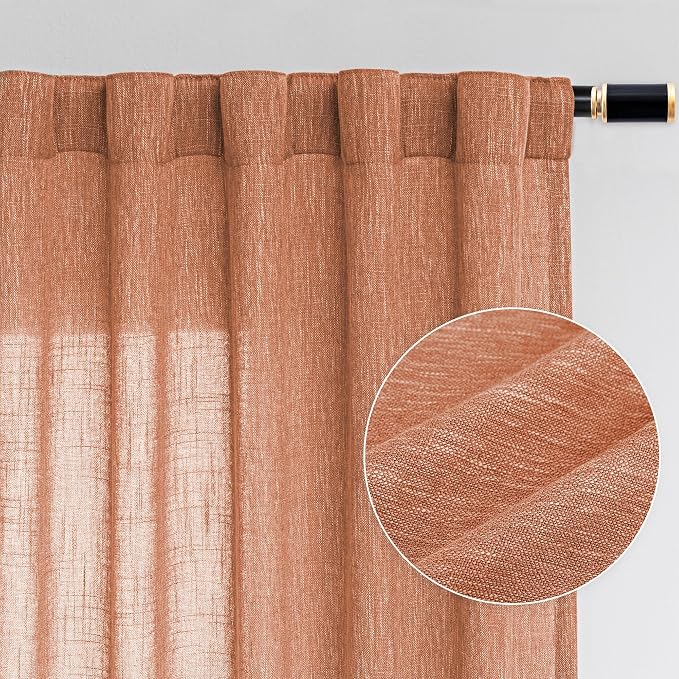 MYSKY HOME Orange Curtains for Bedroom, Short Curtains for Small Window by MYSKYHOME