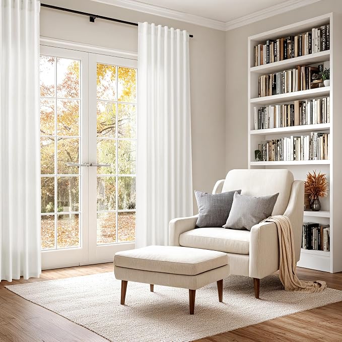 Nanspring Beige White Linen Curtains 84 Inches Long - Image 6
